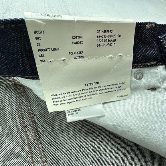 Uniqlo Straight Leg Jeans Stretch Selvedge Slim Fit Womens Size 30X34 Blue - Picture 7 of 13